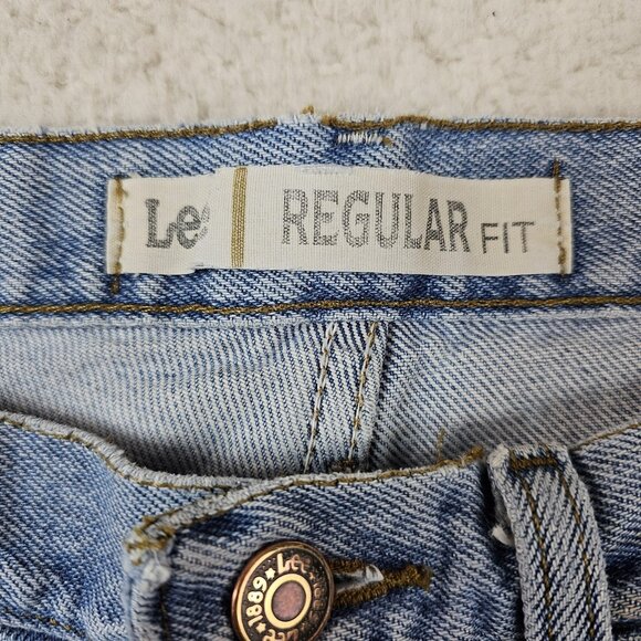 Lee Jeans Mens 34x32 Y2K Blue Denim Light Stone Wash Regular Fit Distressed Norm - Picture 3 of 16